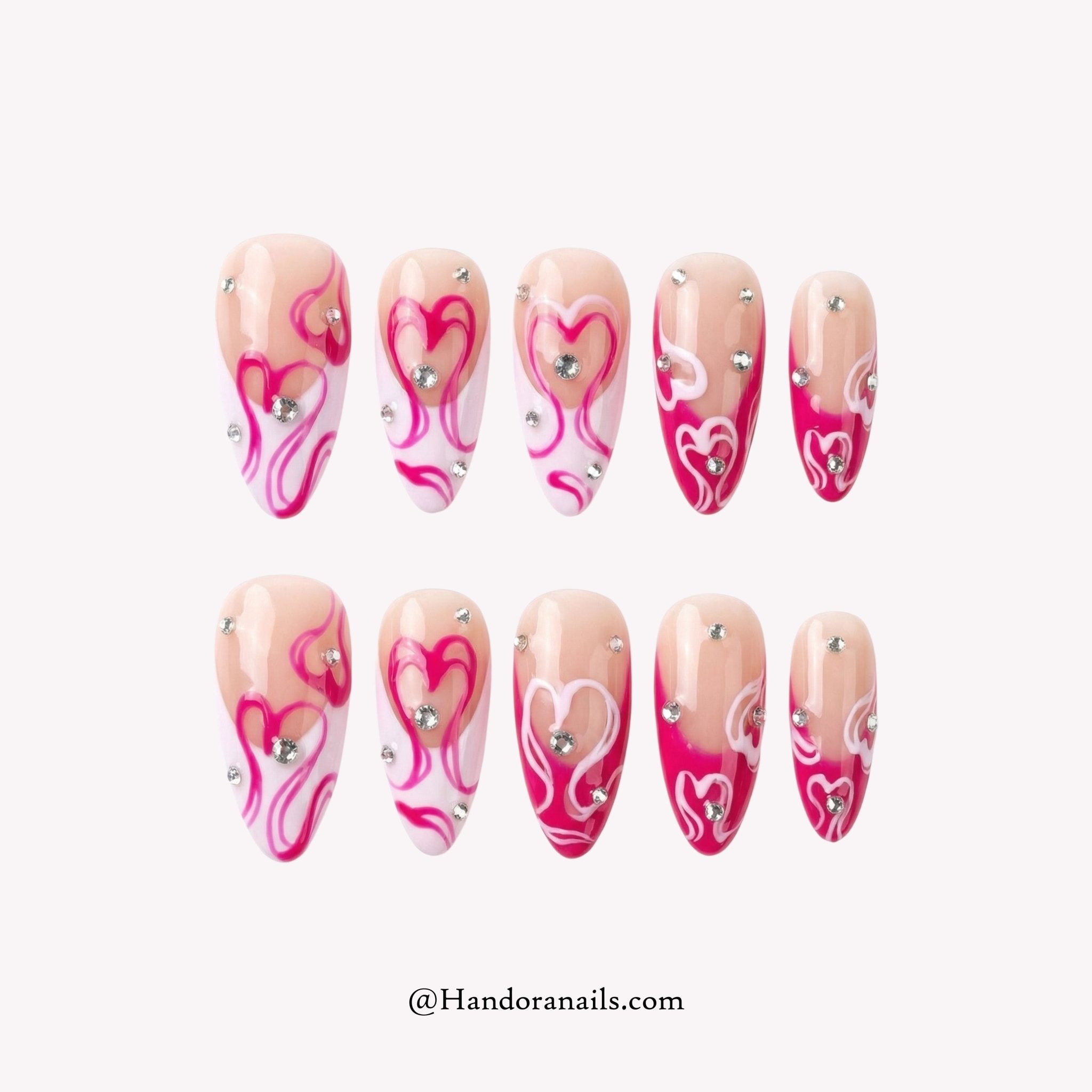 Honey Ribbon cute press-on nails by Handora