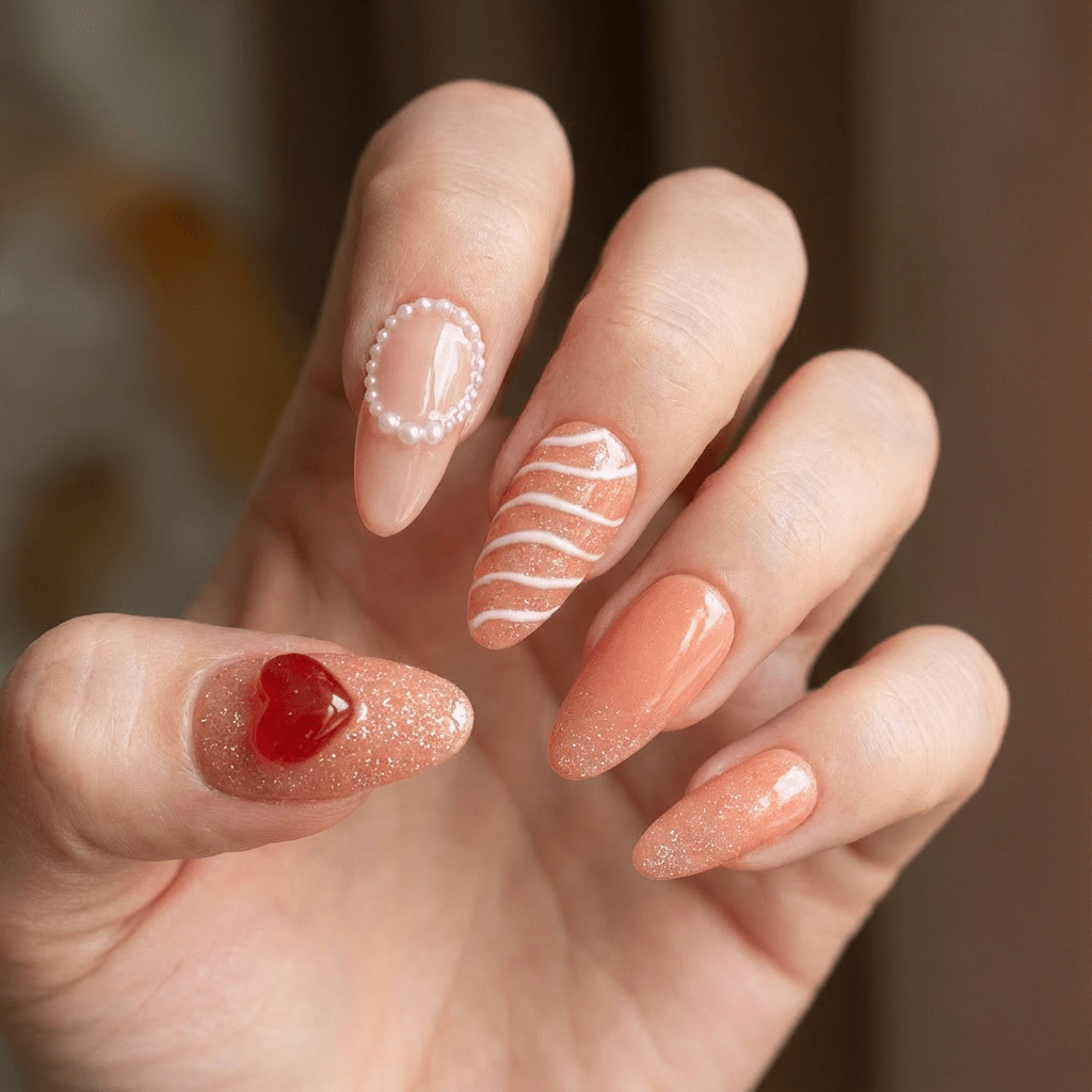 Honey Teddy press-on nails – hand-painted reusable gel set by Handora
