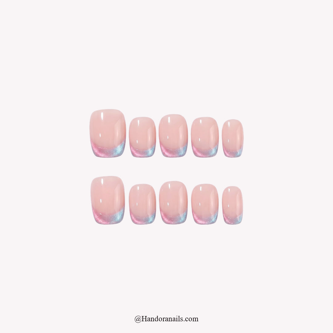 Icy Mirage Christmas press-on nails - white background by Handora Nails