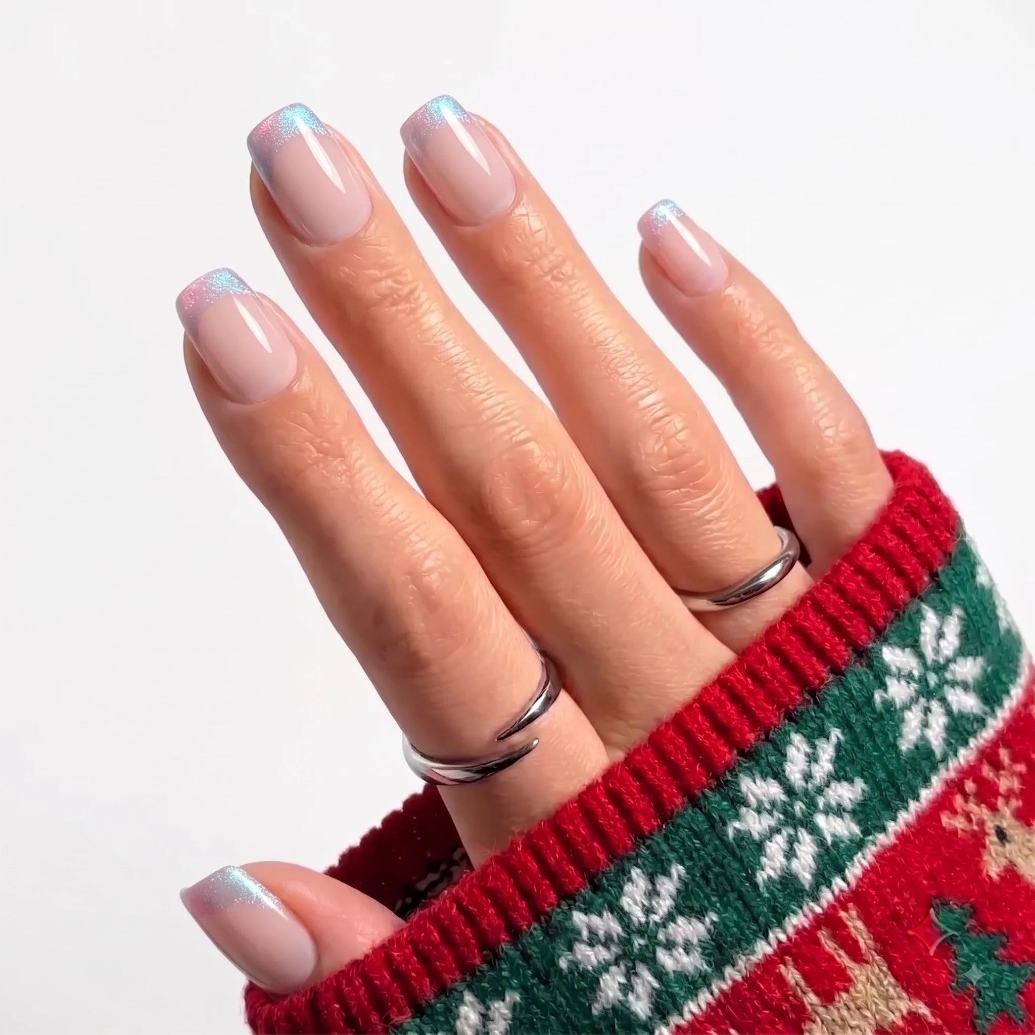Icy Mirage Christmas press-on nails - design view 5 by Handora Nails