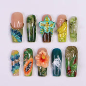 Tropical Jungle press-on nails by Handora