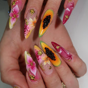 Papaya Bloom full press-on nail set – sizes XS–L by Handora