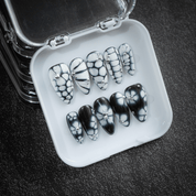 Ink Petals press-on nails – design close-up by Handora