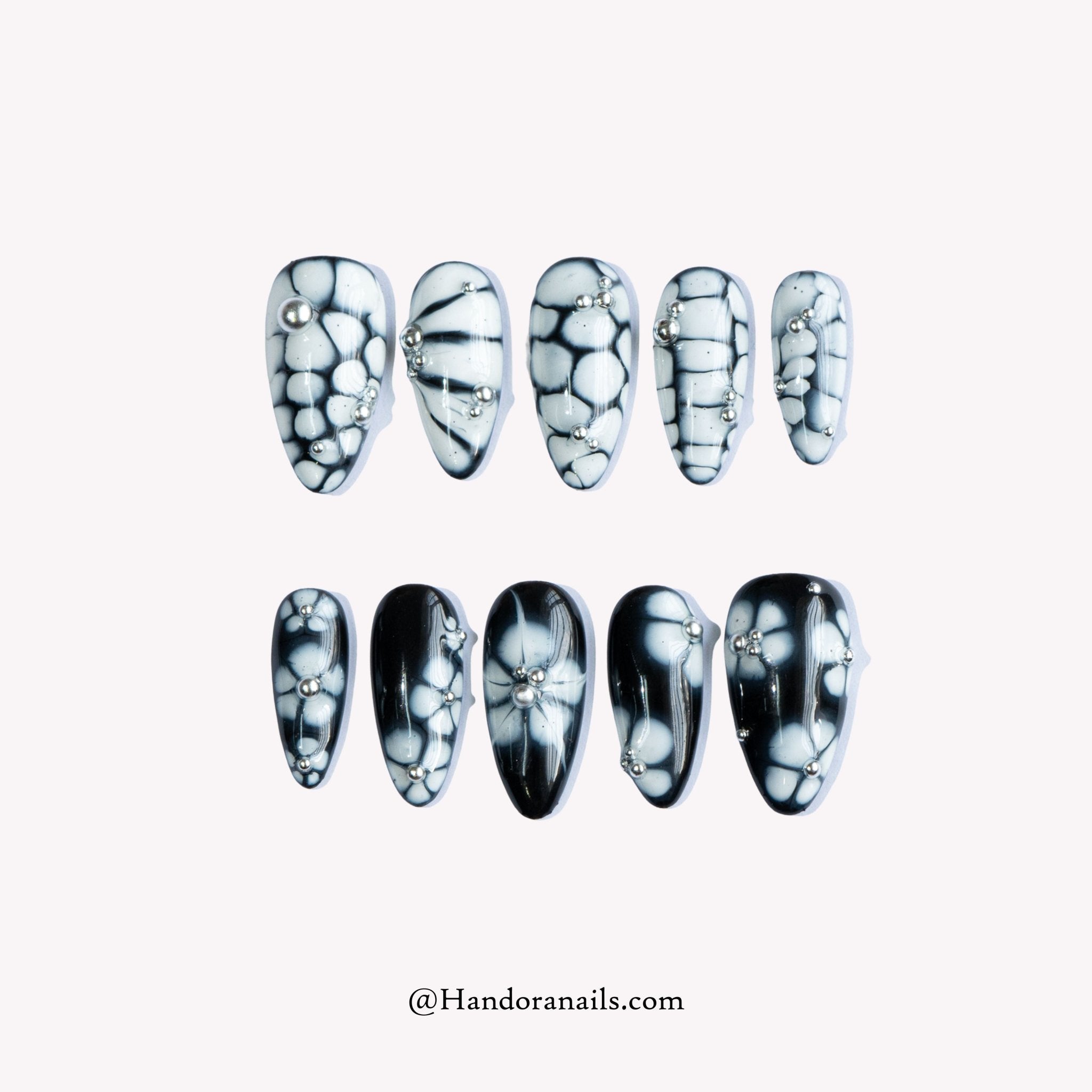 Ink Petals floral press-on nails by Handora
