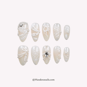 Ivory Lace white bridal press-on nails by Handora