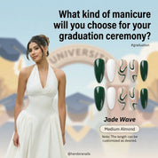 Jade Wave press-on nails – hand-painted reusable gel set by Handora