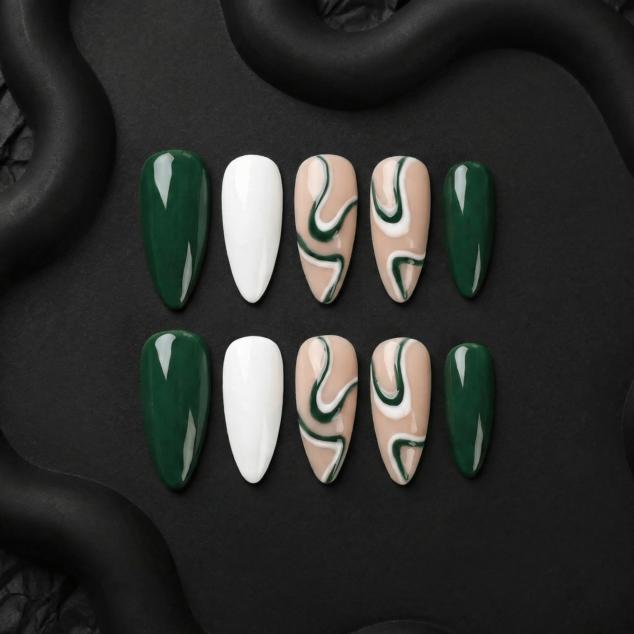 Jade Wave press-on nails by Handora