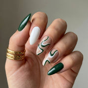 Jade Wave nail design – handmade press-on nails by Handora