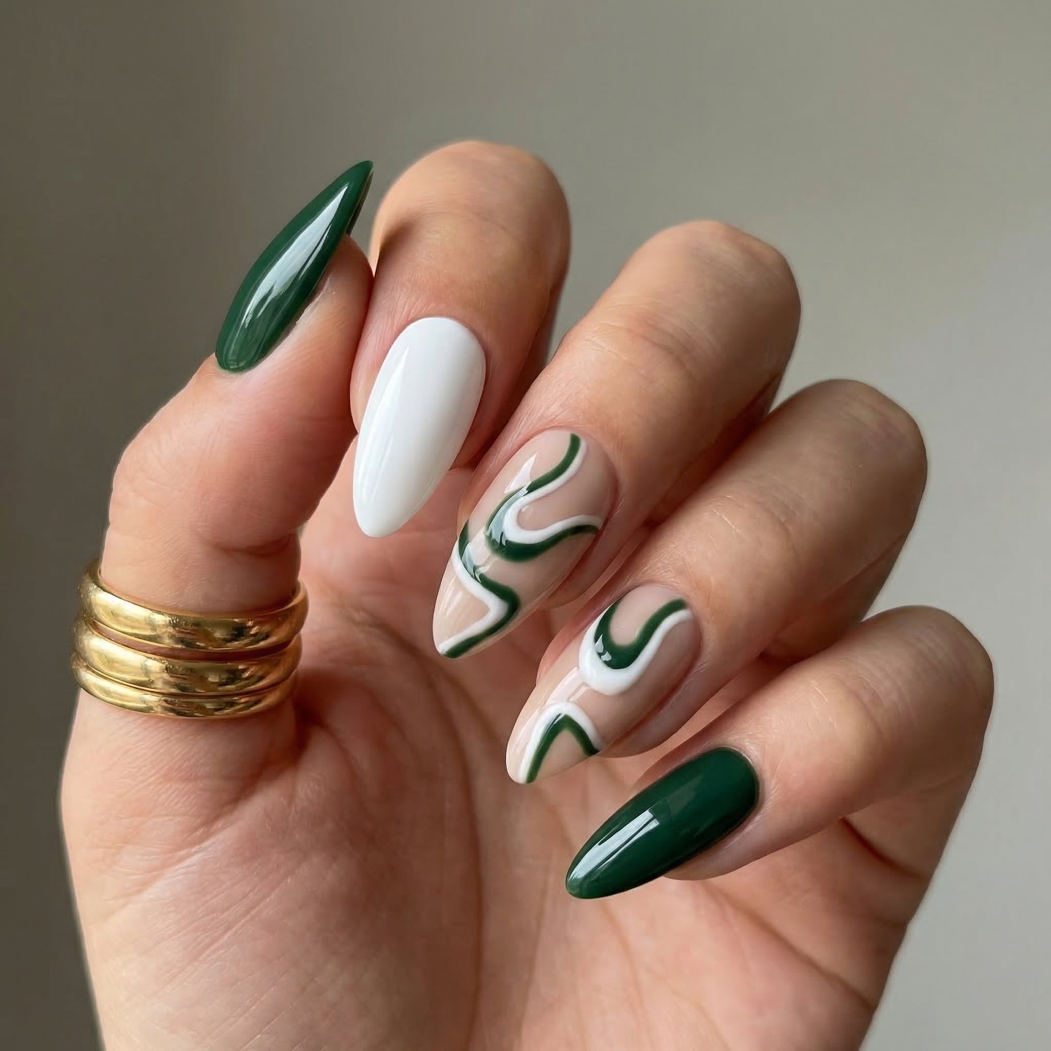 Jade Wave nail design – handmade press-on nails by Handora