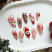 Jolly Joy almond press-on nails by Handora