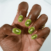 Juicy Kiwi press-on nails – design close-up by Handora