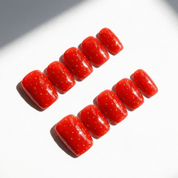 Juicy Strawberry press-on nails – hand-painted reusable gel set by Handora