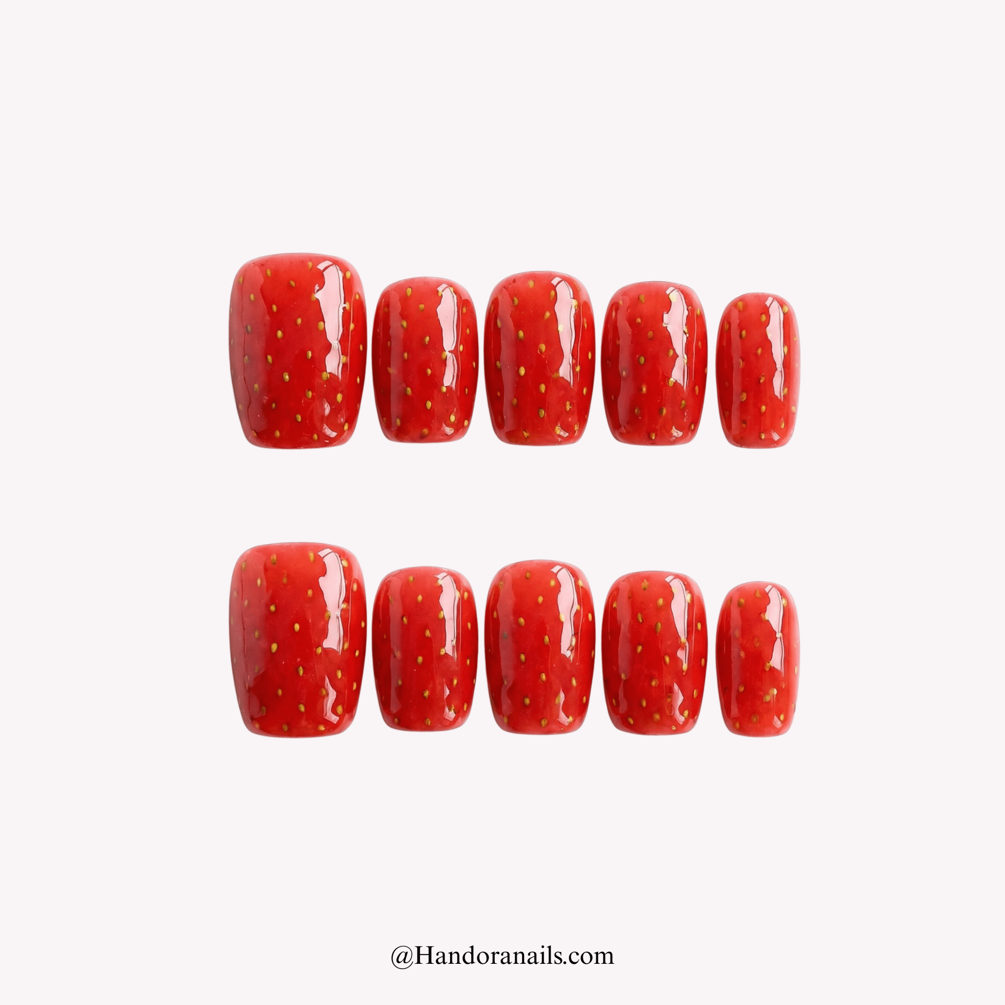 Juicy Strawberry press-on nails by Handora