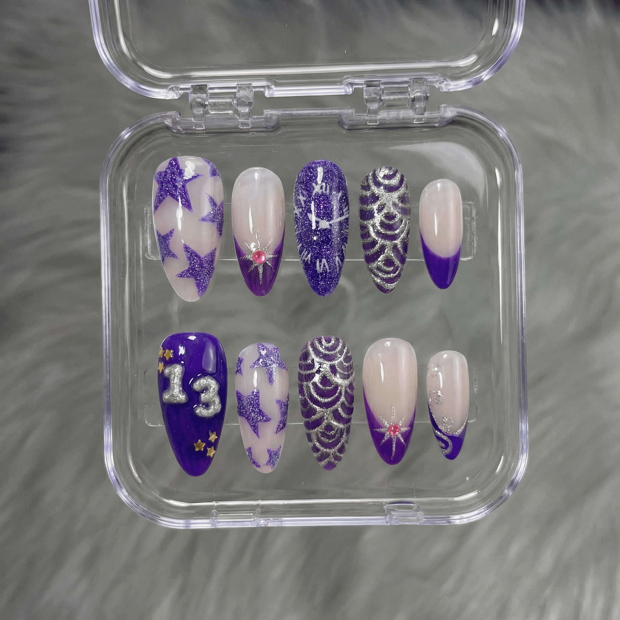 Karma's Time nail design – handmade press-on nails by Handora