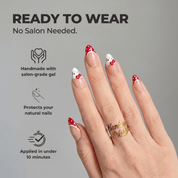 Kawaii Kitty almond press-on nails – design close-up by Handora