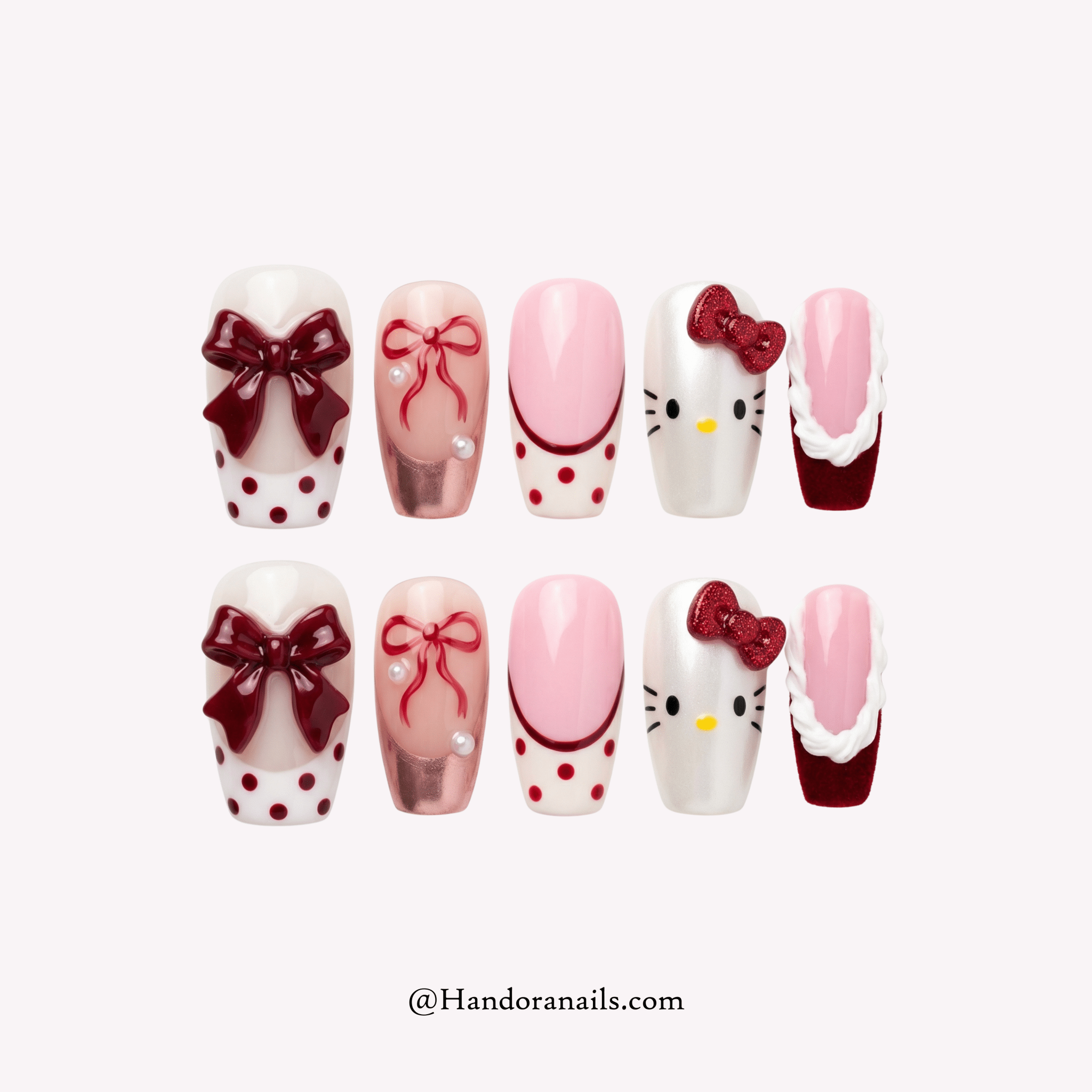 Kitty Coquette 3d press-on nails by Handora