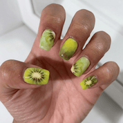 Kiwi Crush press-on nails – design close-up by Handora