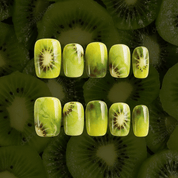 Kiwi Crush press-on nails – hand-painted reusable gel set by Handora