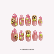 Labrador Fetch almond kawaii press-on nails by Handora