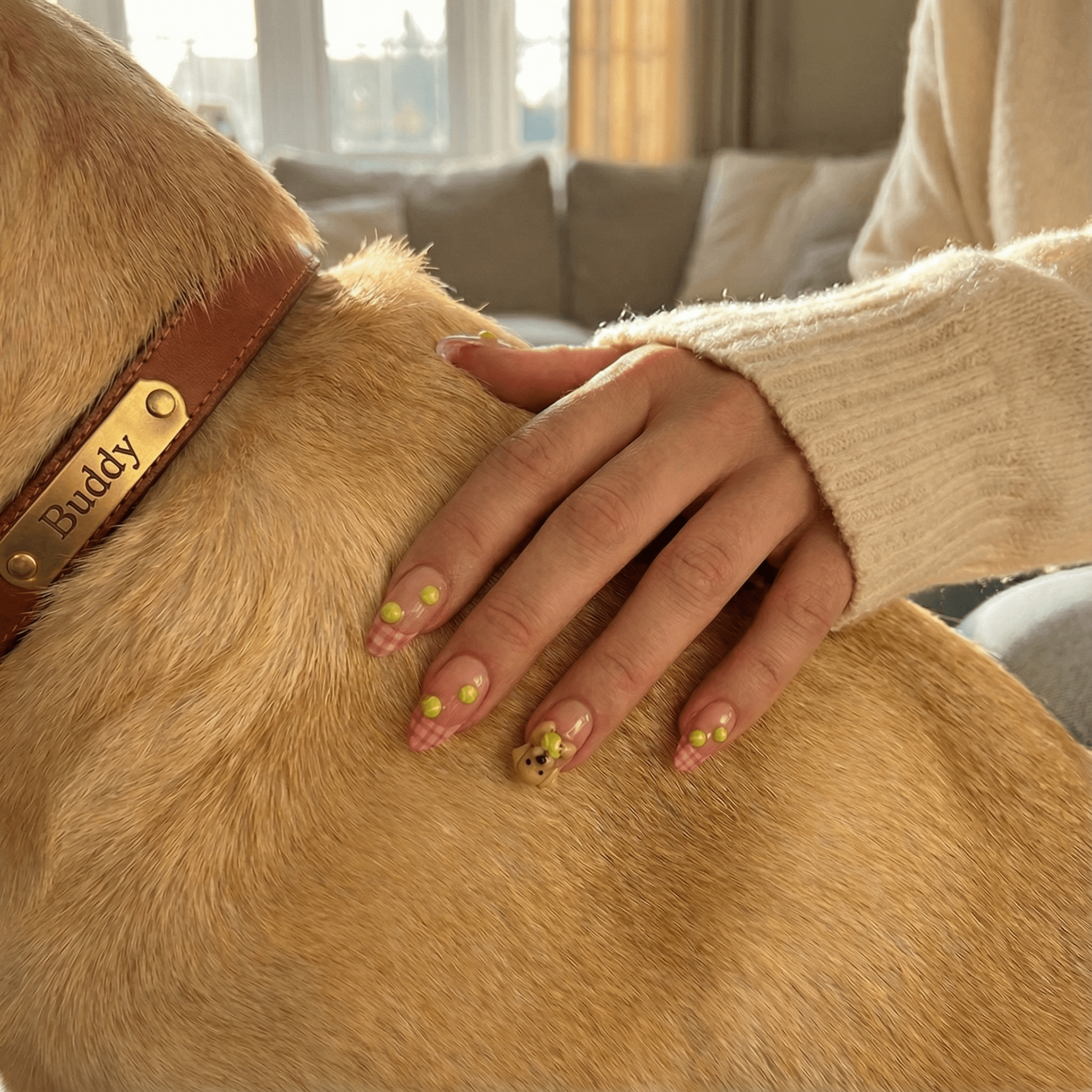 Labrador Fetch press-on nails – hand-painted reusable gel set by Handora