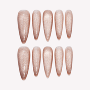 Latteglow cat eye press-on nails by Handora