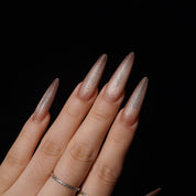 Latteveil cat eye nail design – handmade press-on nails by Handora