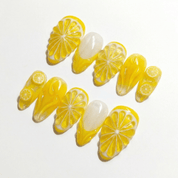 Lemon Glow salon-quality handmade press-on nails by Handora