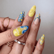 Lemon Martini french tip nail design – handmade press-on nails by Handora