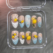 Lemon Splash salon-quality handmade press-on nails by Handora