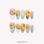 Lemon Splash french tip press-on nails by Handora