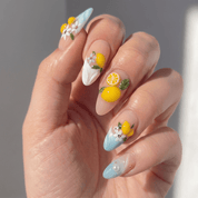 Lemon Splash press-on nails – design close-up by Handora