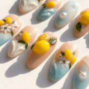 Lemon Splash press-on nails by Handora