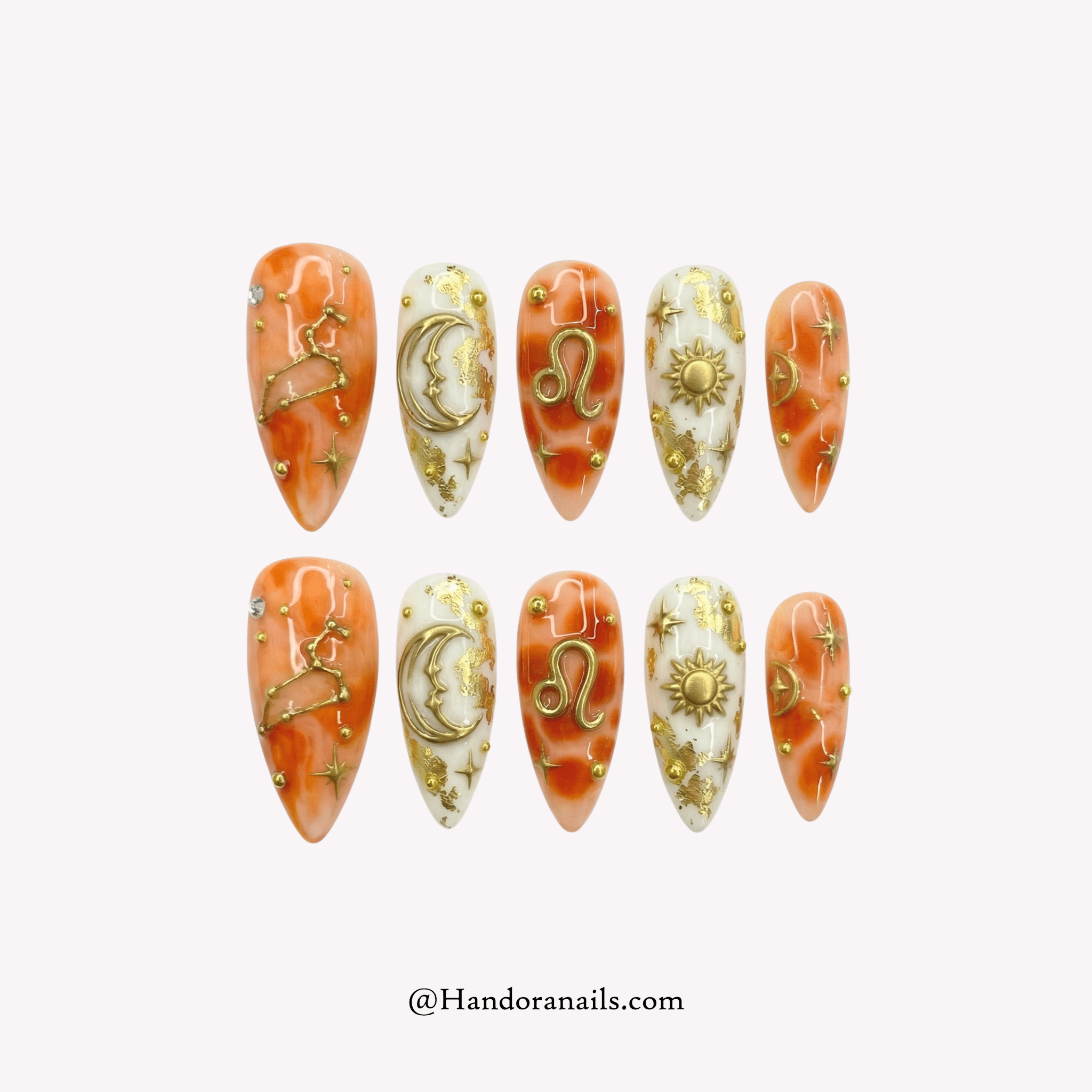 Leo Majesty 3d press-on nails by Handora