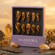 Leo Royal press-on nails – hand-painted reusable gel set by Handora