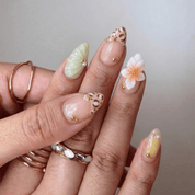 Leopard Flower press-on nails – hand-painted reusable gel set by Handora