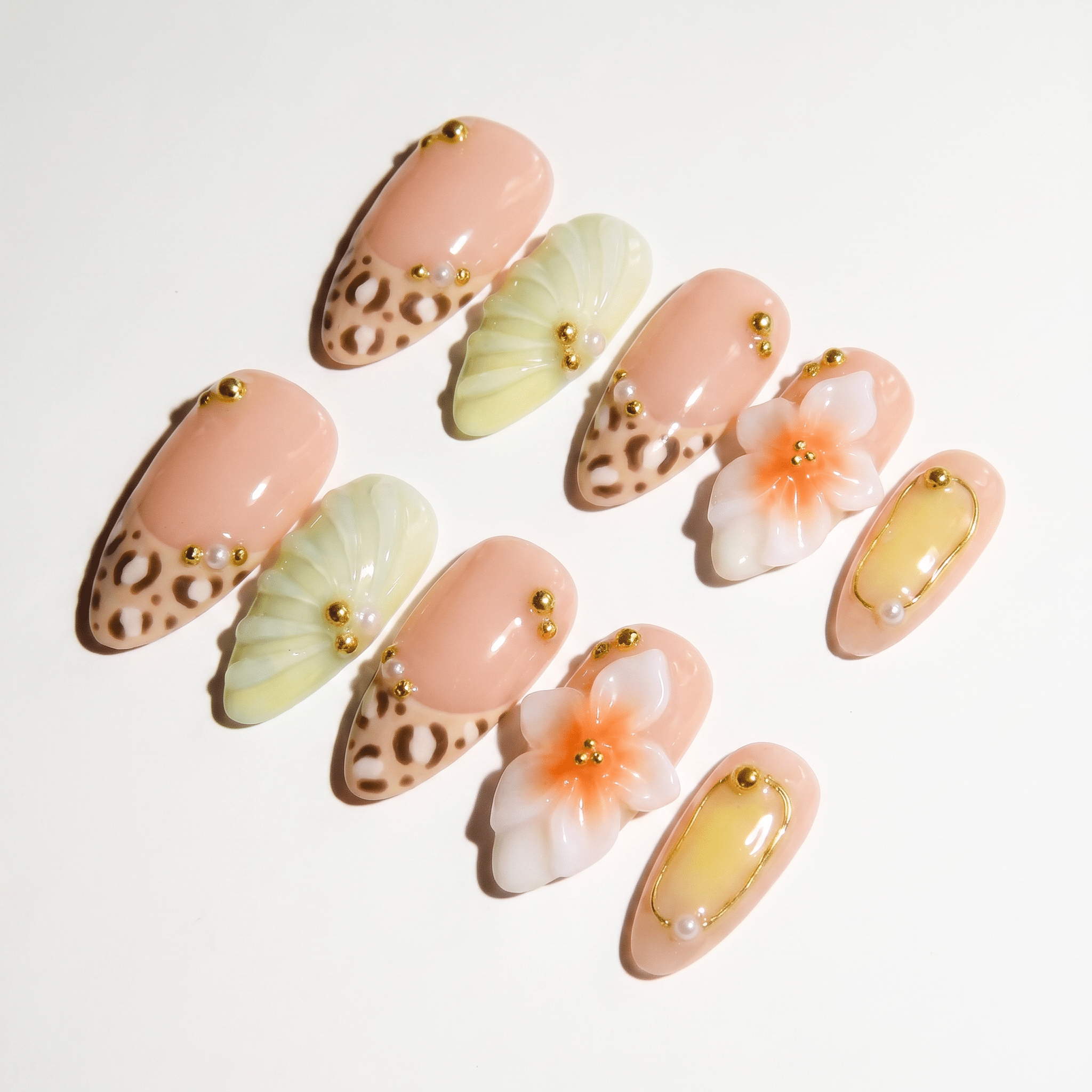 Leopard Flower press-on nails by Handora