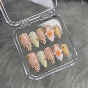 Leopard Flower salon-quality handmade press-on nails by Handora
