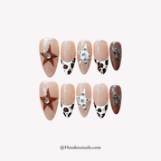 Leopard Stars almond press-on nails by Handora