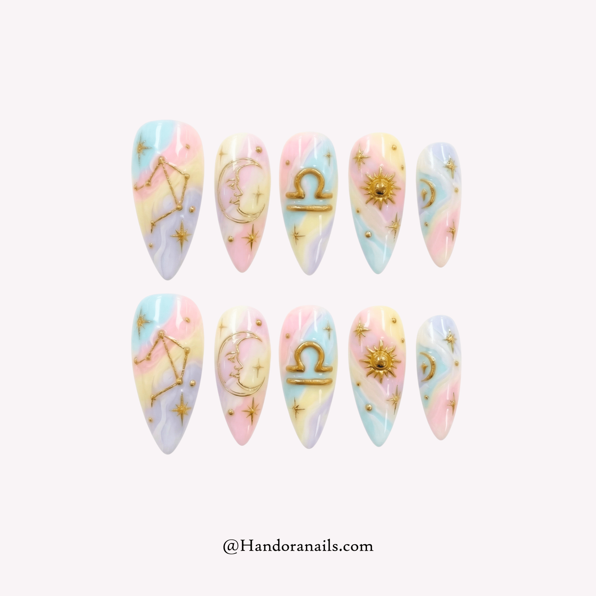 Libra Ethereal 3d press-on nails by Handora