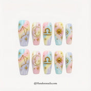 Libra Ethereal press-on nails – design close-up by Handora