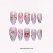 Libra Muse press-on nails – design close-up by Handora