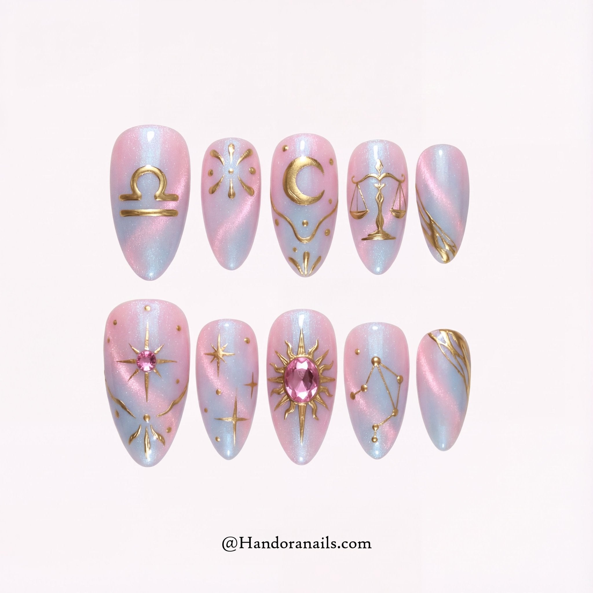 Libra Muse press-on nails – design close-up by Handora