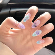 Lilac Whisper press-on nails – hand-painted reusable gel set by Handora
