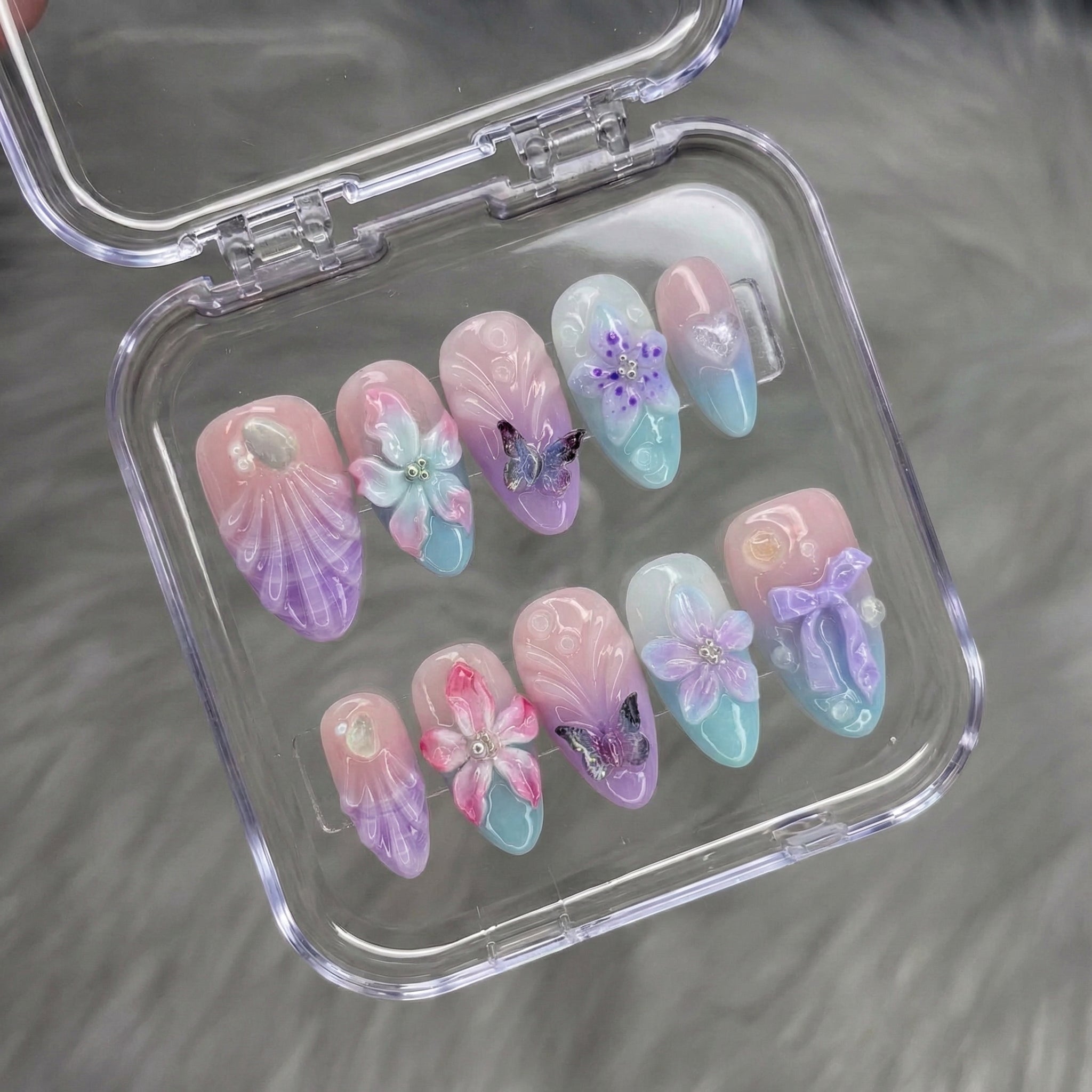 Lilac Whisper full press-on nail set – sizes XS–L by Handora