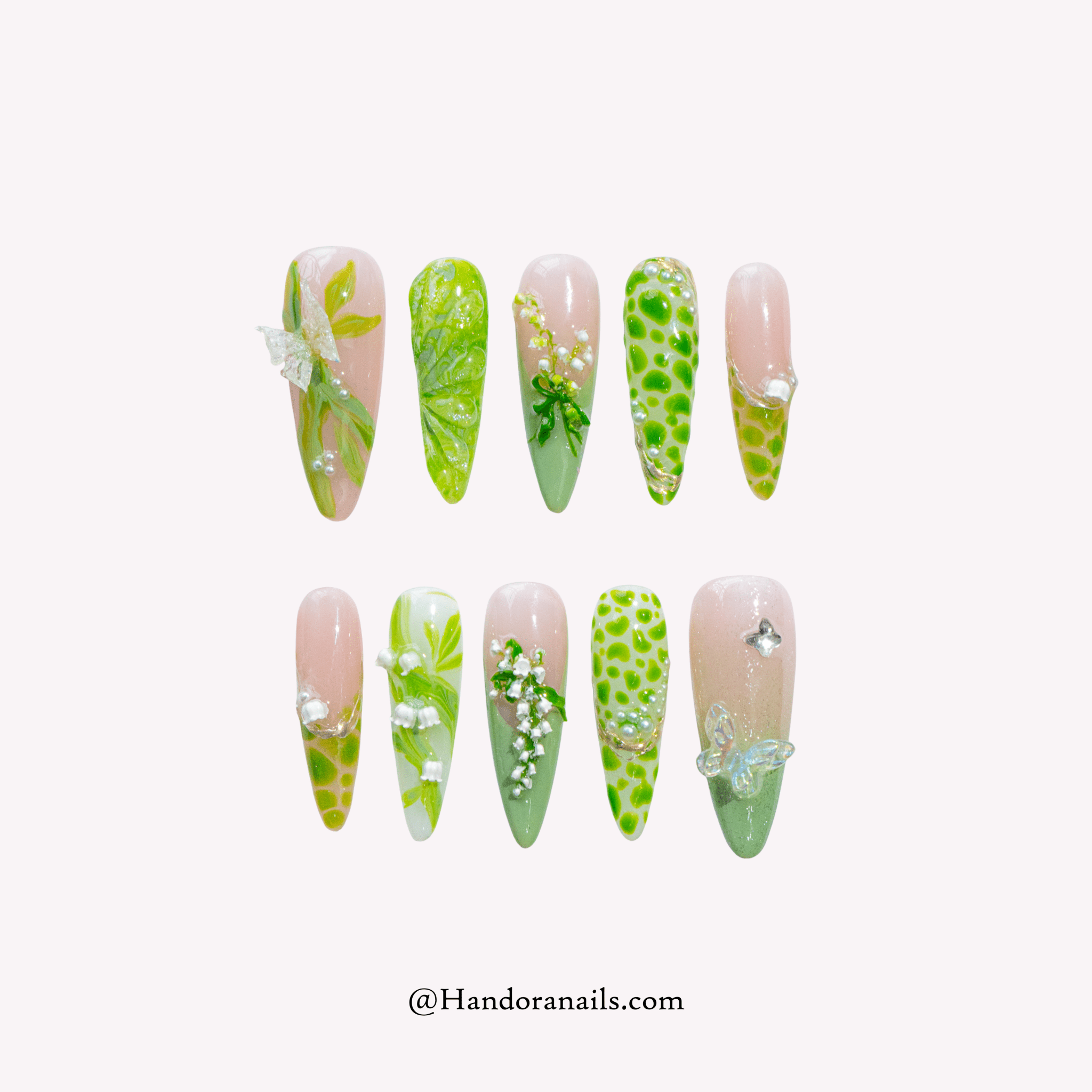 Lily Butterfly cat eye press-on nails by Handora