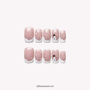 Little Snowman Christmas press-on nails - white background by Handora Nails