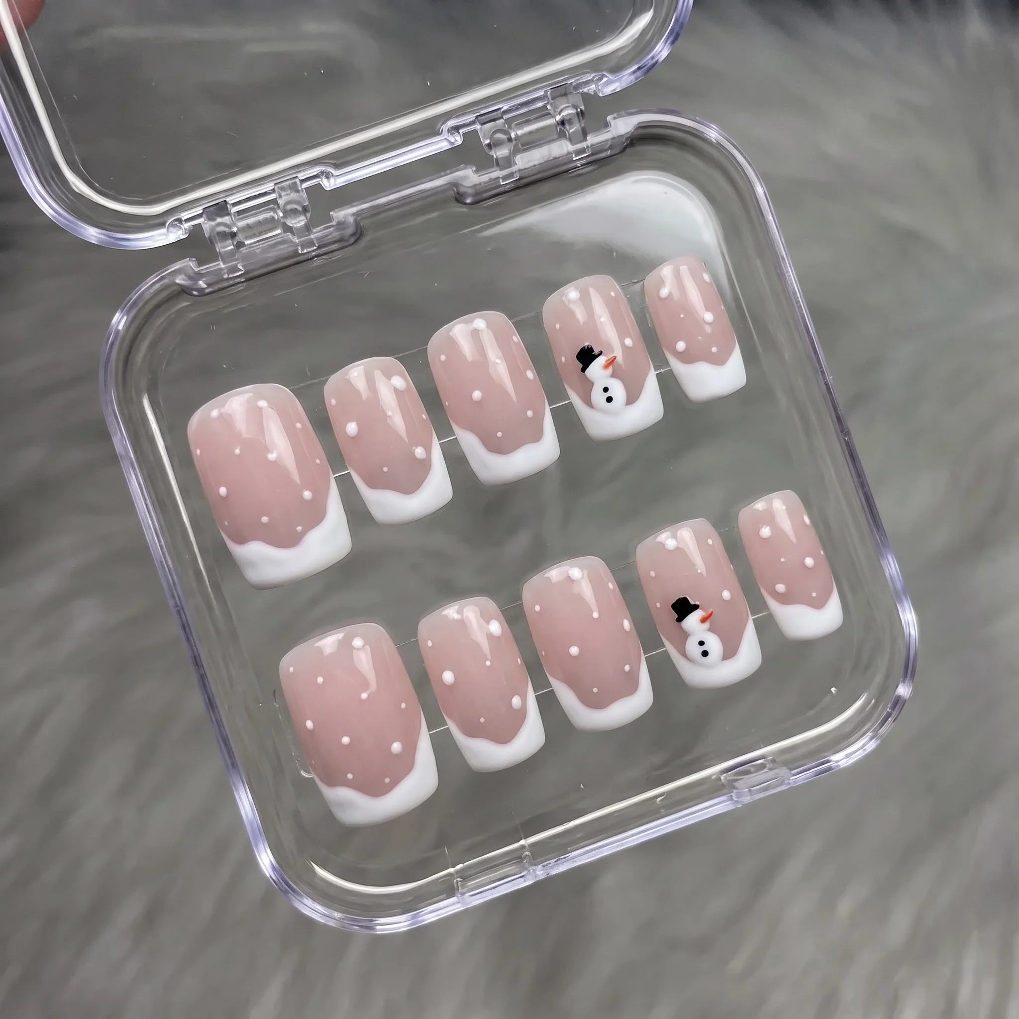 Little Snowman Christmas press-on nails - design view 11 by Handora Nails