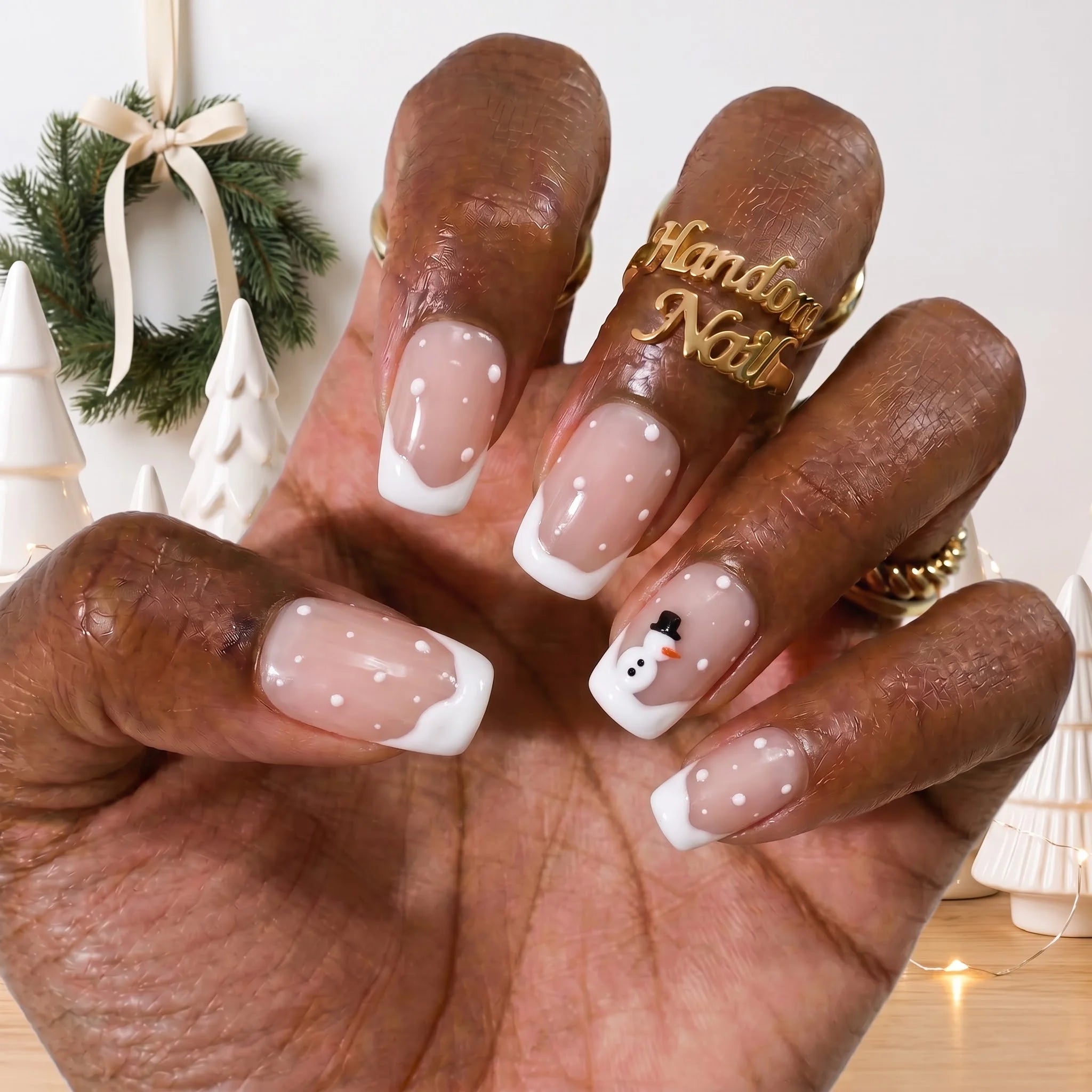 Little Snowman Christmas press-on nails - design view 3 by Handora Nails