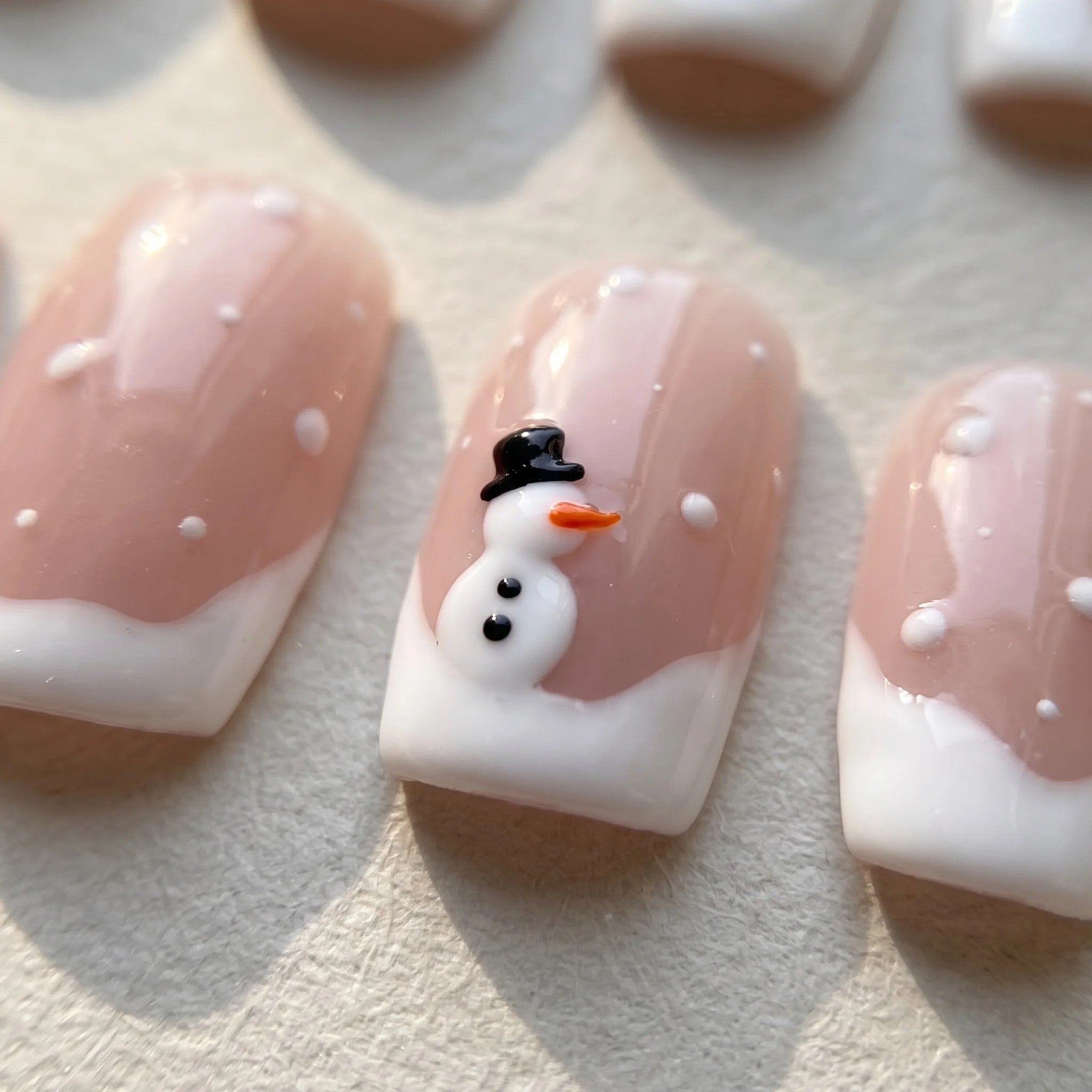 Little Snowman Christmas press-on nails - design view 8 by Handora Nails