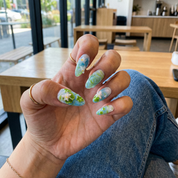 Lotus Pond press-on nails – hand-painted reusable gel set by Handora